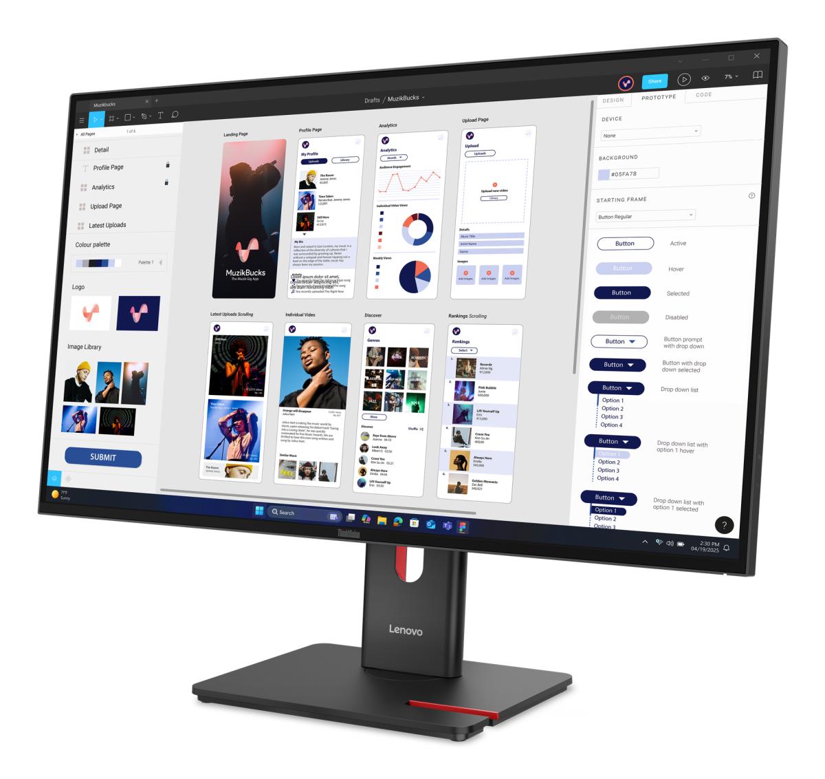LENOVO Desktop USB-C Monitor - T32UD-40 - 32in - 3840x2160 (4K UHD) - 4ms IPS USB Hub