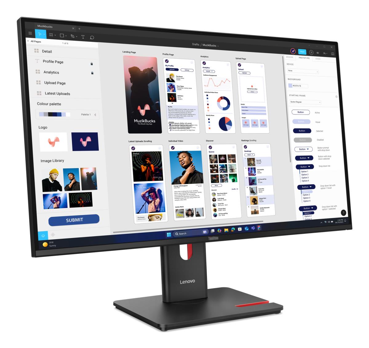 LENOVO Desktop USB-C Monitor - T32UD-40 - 32in - 3840x2160 (4K UHD) - 4ms IPS USB Hub