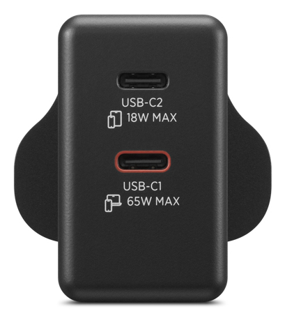 LENOVO Dual USB-C 65W GaN Charger Black - UK