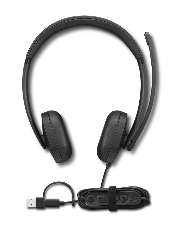 LENOVO Wired VoIP Headset 5000 - Stereo - USB-C/A - Black