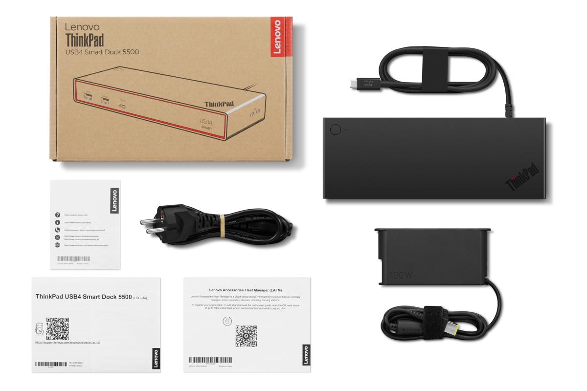 LENOVO ThinkPad USB4 Smart Dock 5500 - 4x USB-A 3.2 Gen 2 / 2x USB-C 3.2 Gen 2 / HDMI 2.1 / DP 1.4 / GbE- 85W USB Power Delivery - UK