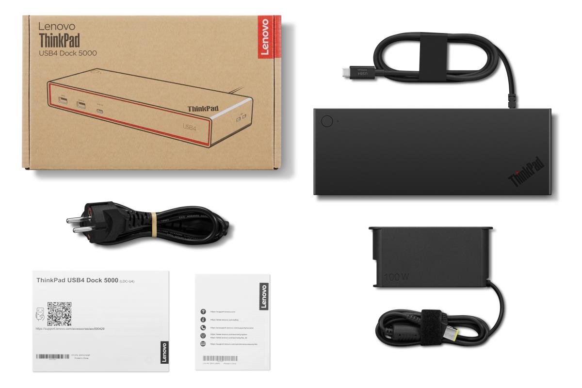 LENOVO ThinkPad USB4 Dock 5000 - 4x USB-A 3.2 Gen 2 / 2x USB-C 3.2 Gen 2 / HDMI / 2x DP / RJ45 - 100W USB Power Delivery - UK