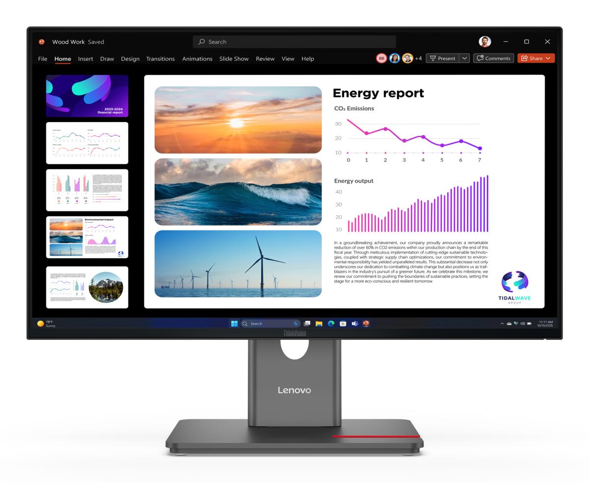 LENOVO Desktop Monitor - P24Q-40 - 24in - 2560x1440 (QHD) - 4ms IPS 120Hz