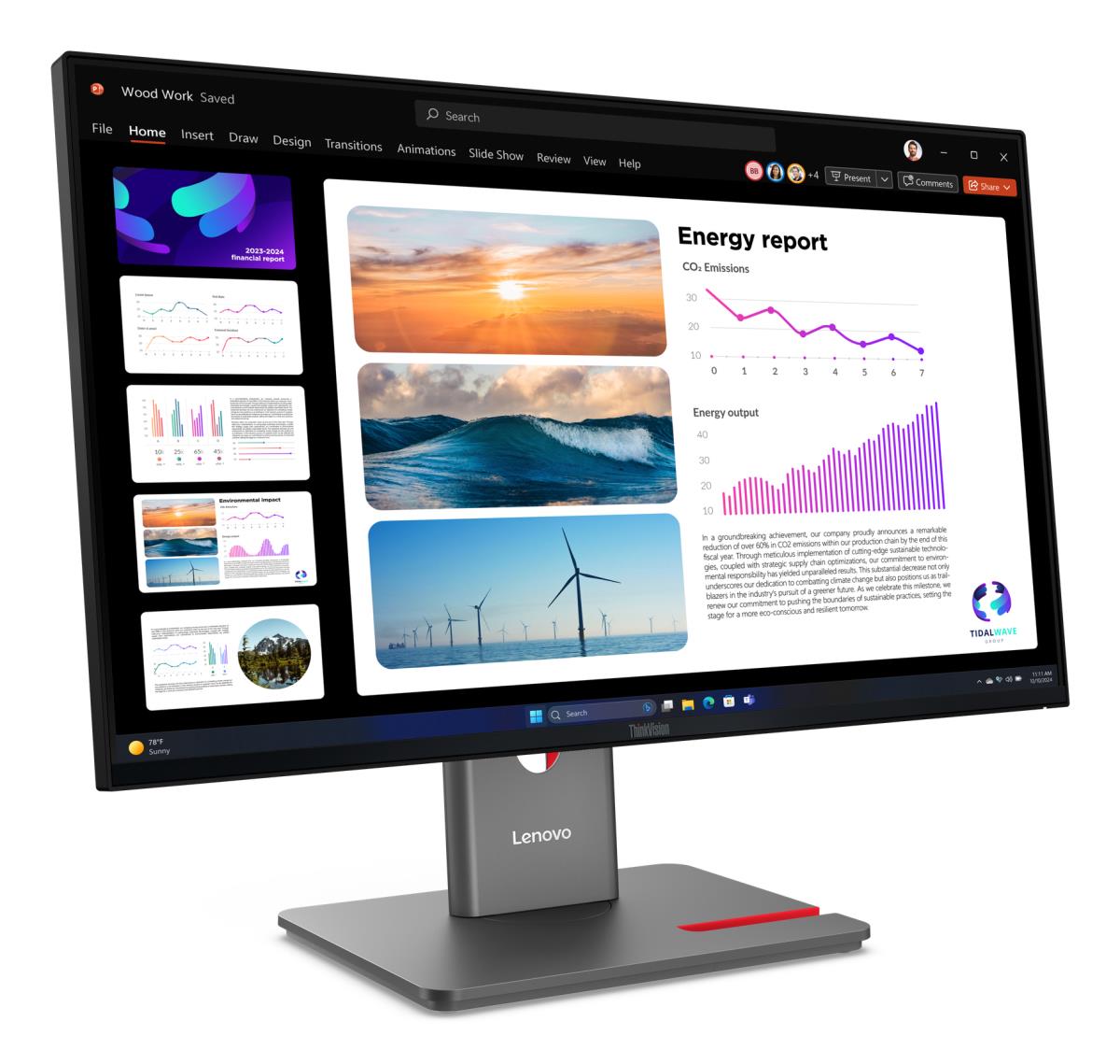 LENOVO Desktop Monitor - P24Q-40 - 24in - 2560x1440 (QHD) - 4ms IPS 120Hz