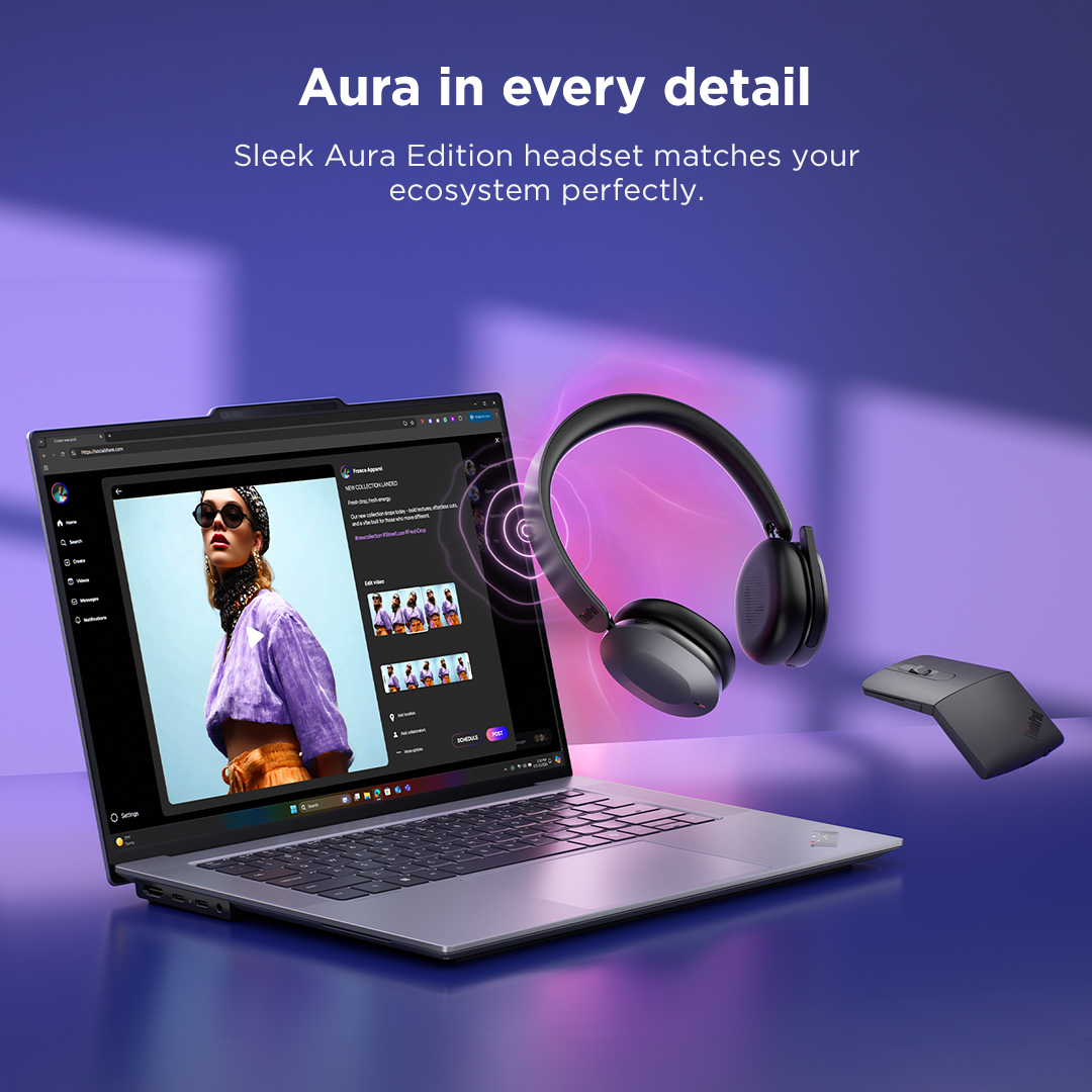 LENOVO ThinkPad Dual-Mode Wireless ANC Foldable Headset 8550 - Stereo - Bluetooth - Black - USB-C Aura Edition Teams