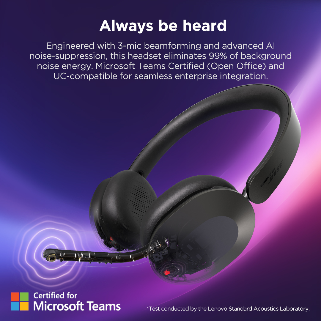 LENOVO ThinkPad Dual-Mode Wireless ANC Foldable Headset 8550 - Stereo - Bluetooth - Black - USB-C Aura Edition Teams