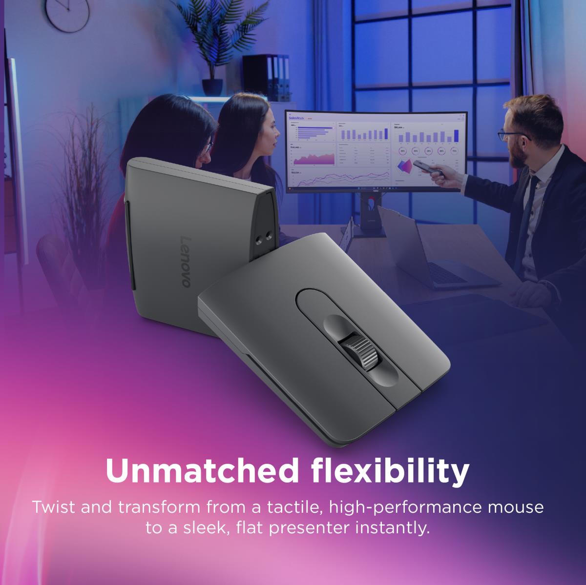 LENOVO ThinkPad Bluetooth Presenter Mouse (Aura Edition) - Bluetooth - Optical - Thunder Grey