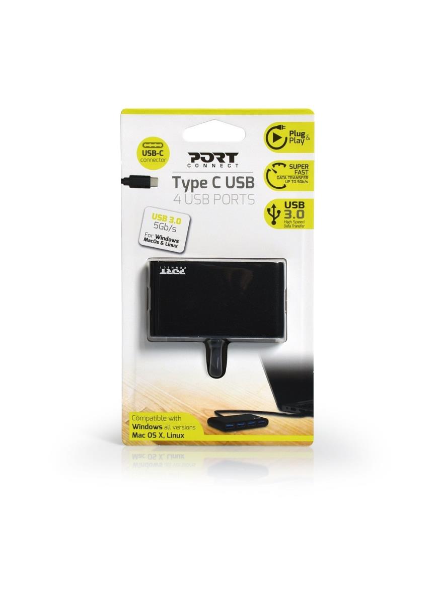 PORT DESIGNS USB Hub 4 Ports Type C