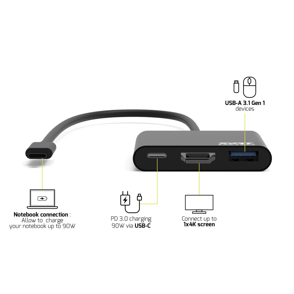 PORT DESIGNS Mini Docking Station USB-c - USB-c / USB-a / Hmdi  - 60w Power delivery