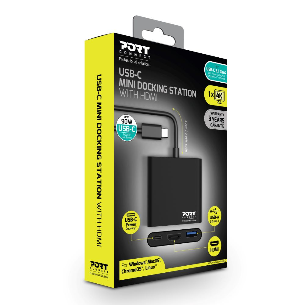 PORT DESIGNS Mini Docking Station USB-c - USB-c / USB-a / Hmdi  - 60w Power delivery