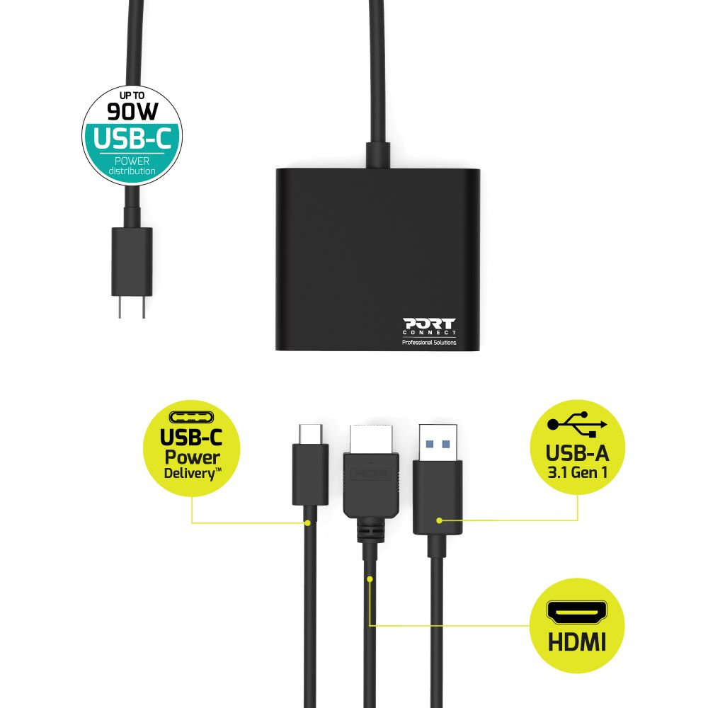 PORT DESIGNS Mini Docking Station USB-c - USB-c / USB-a / Hmdi  - 60w Power delivery