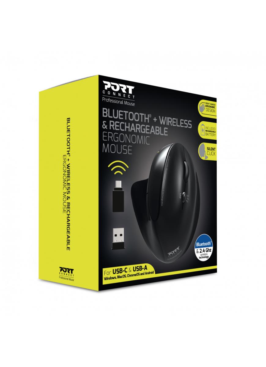 PORT DESIGNS Mouse Ergonomic Rechargeable Bluetooth Right Handed