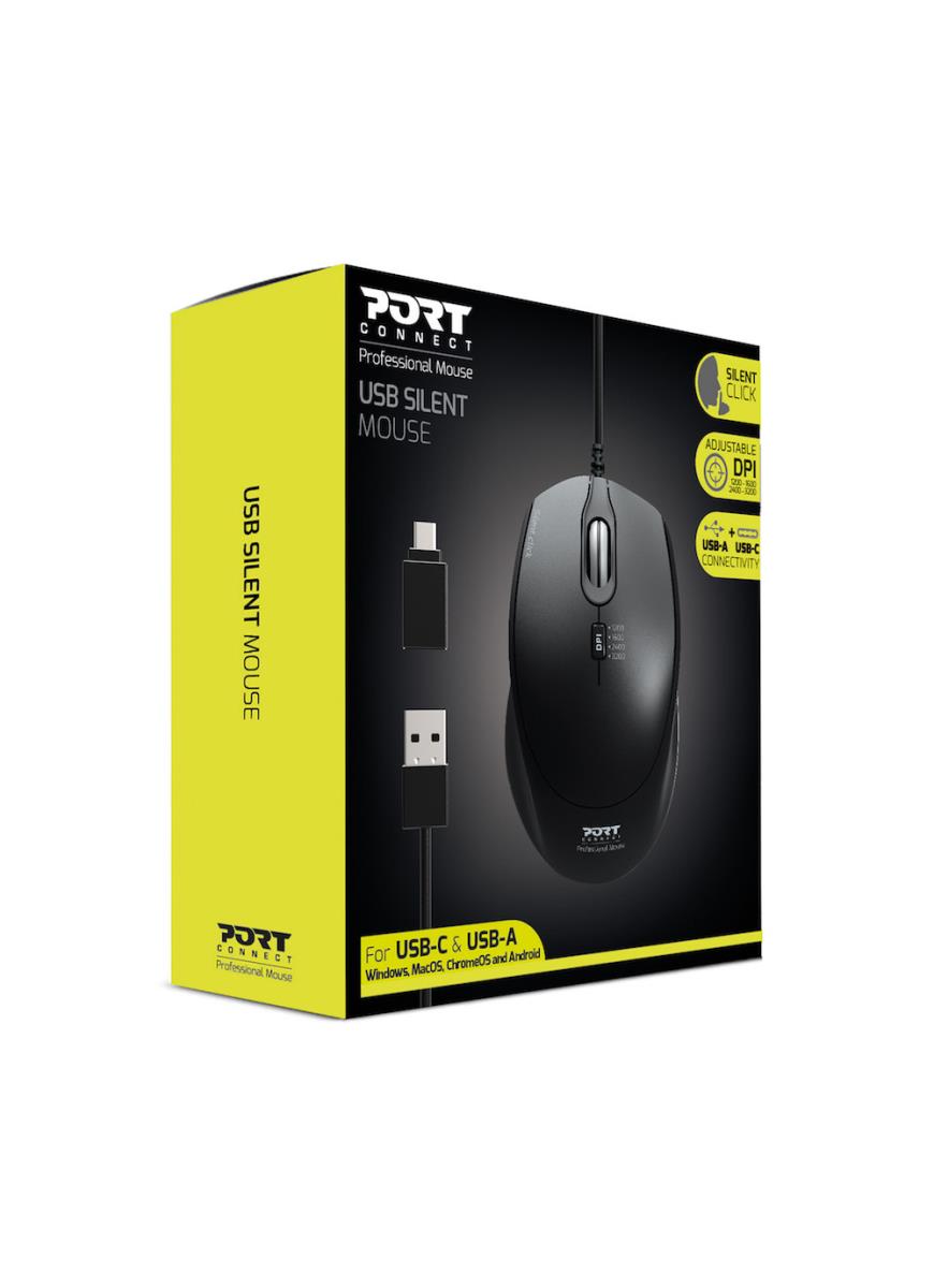 PORT DESIGNS Mouse Office Pro Silent Wired Black