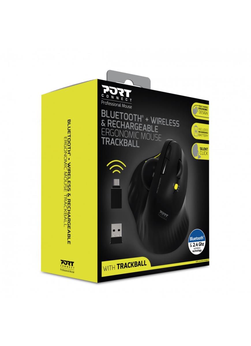 PORT DESIGNS Mouse Ergonomic Rechargeable Bluetooth Track Ball