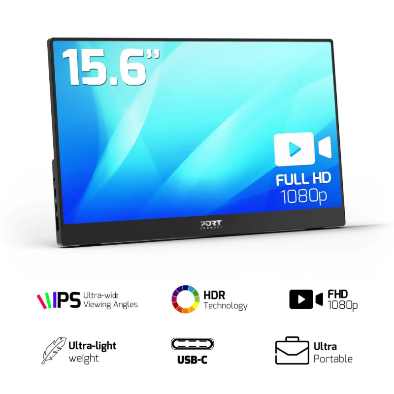 PORT DESIGNS Portable Monitor - 15.6in Non Touch - 1920x1080 (Full HD)