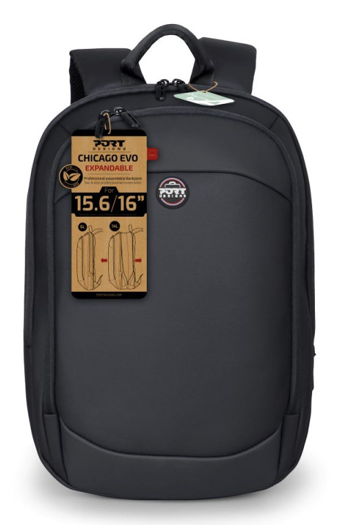 PORT DESIGNS ECO CHICAGO EVO EXPANDABLE - 15.6/16in Backpack - Black