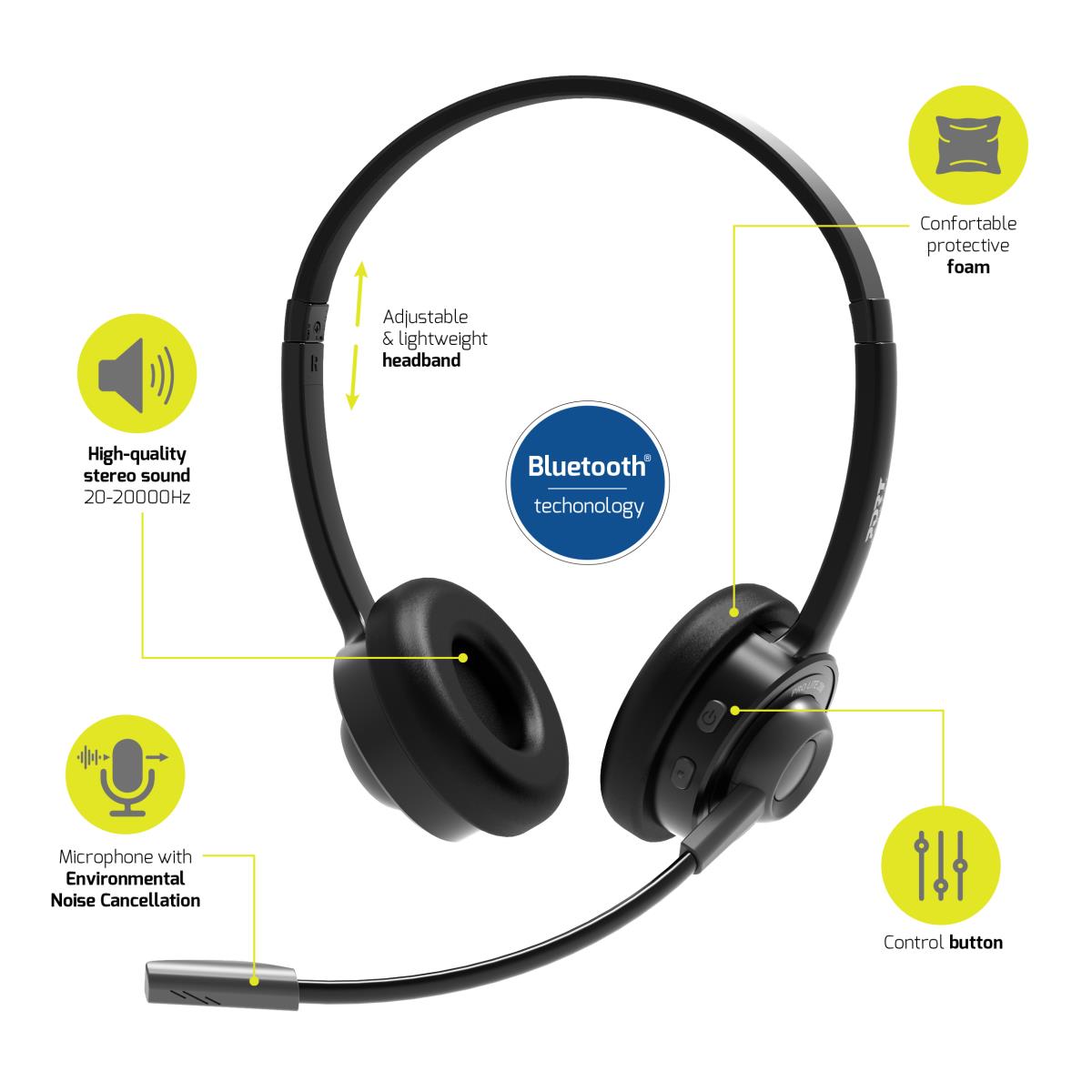 PORT DESIGNS Headphone - PRO LITE 200UNIVERSAL - Stereo - Bluetooth