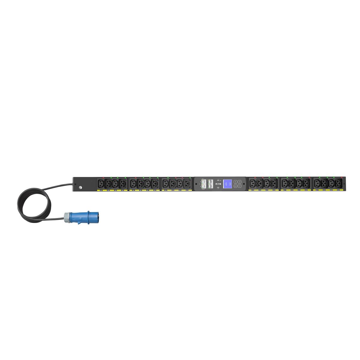 EATON CORPORATION Switched G4 Rack PDU, 0U, 22.5U, IEC-60309 input, 3m cord, 1ph, 3.7kW, 16A, 200-240V, 24 outlets (12)C13, (12)C39