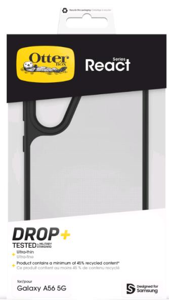 OTTERBOX Galaxy A56 5G Case - React Series - Black Crystal (Clear/Black) - ProPack