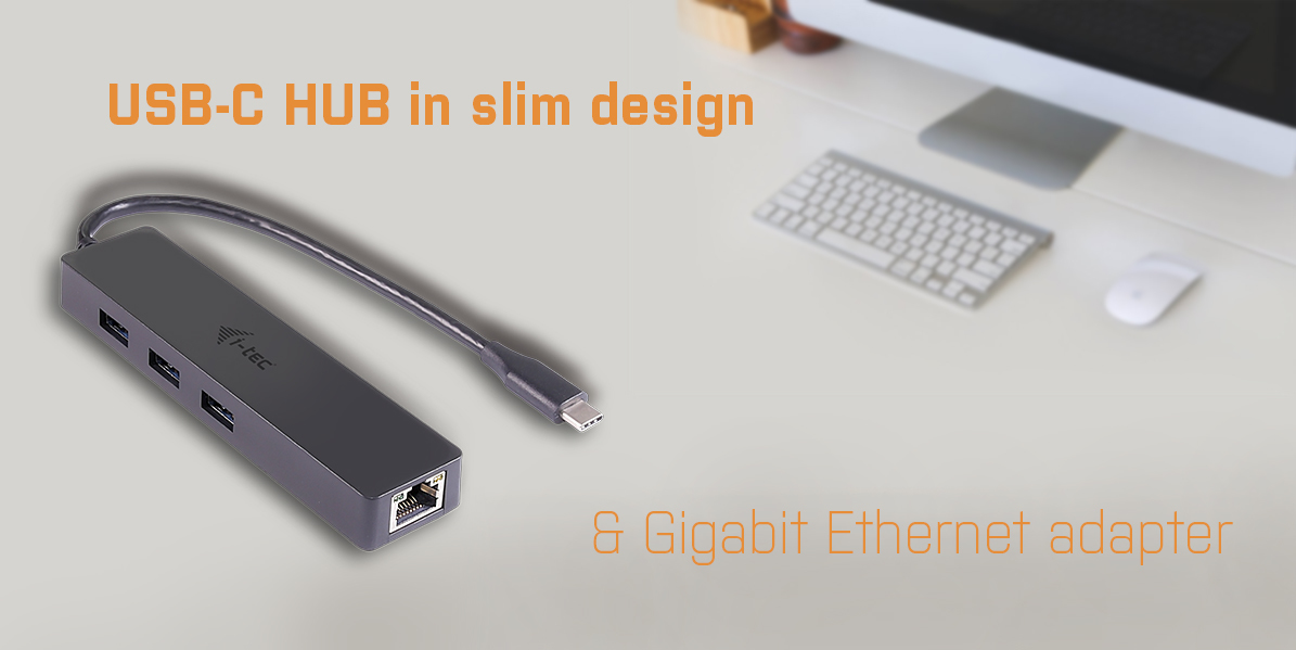 I-TEC ELECTRONICS USB-c Slim Hub + Glan USB-c 3 Port Hub USB 3.0 + Glan