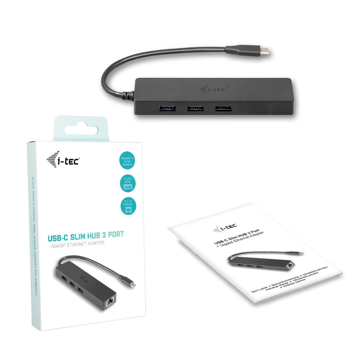 I-TEC ELECTRONICS USB-c Slim Hub + Glan USB-c 3 Port Hub USB 3.0 + Glan
