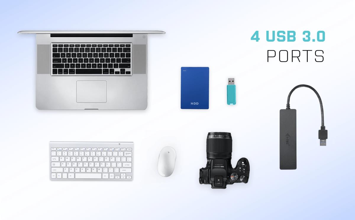 I-TEC ELECTRONICS Slim Passive Hub 4p Black USB 3.0 No Ps Win And Mac Os