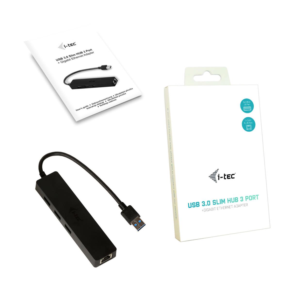 I-TEC ELECTRONICS Slim Hub 3 Port USB 3.0 GB Ethernet Adapter Win/mac