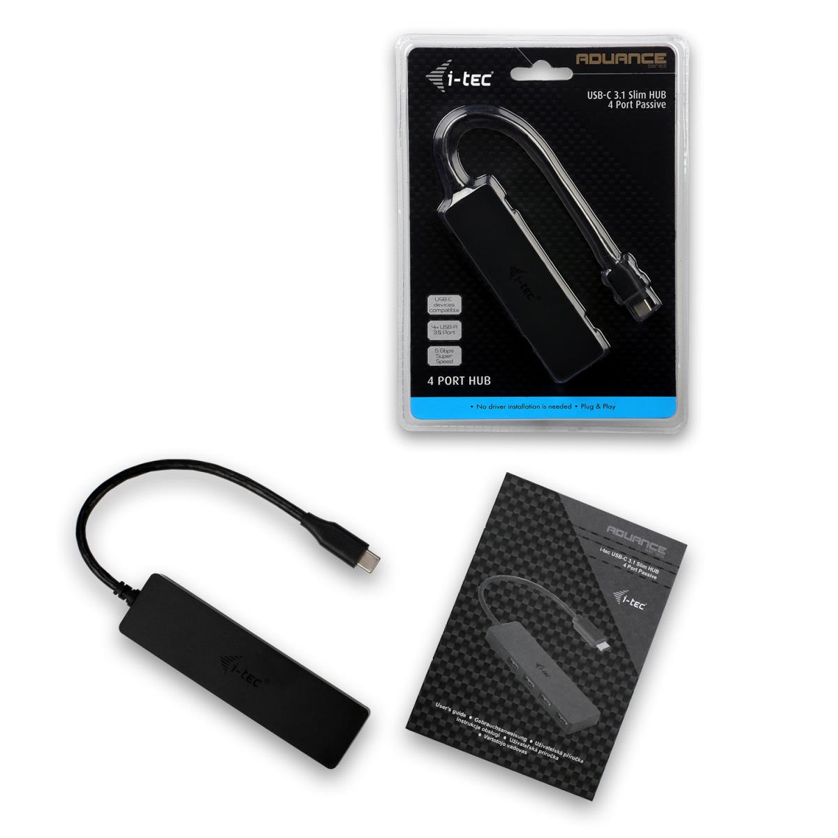 I-TEC ELECTRONICS USB-c Slim Passive Hub 4p No Ps Win And Mac Os Black