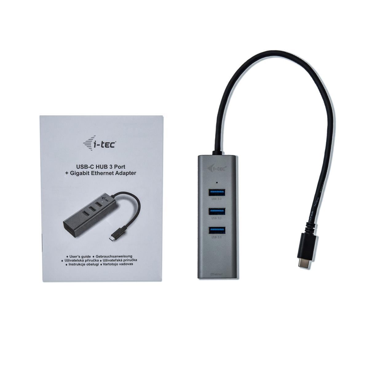 I-TEC ELECTRONICS USB-c Metal Hub 3 + Glan 3 Port Hub + Ethernet Adapter