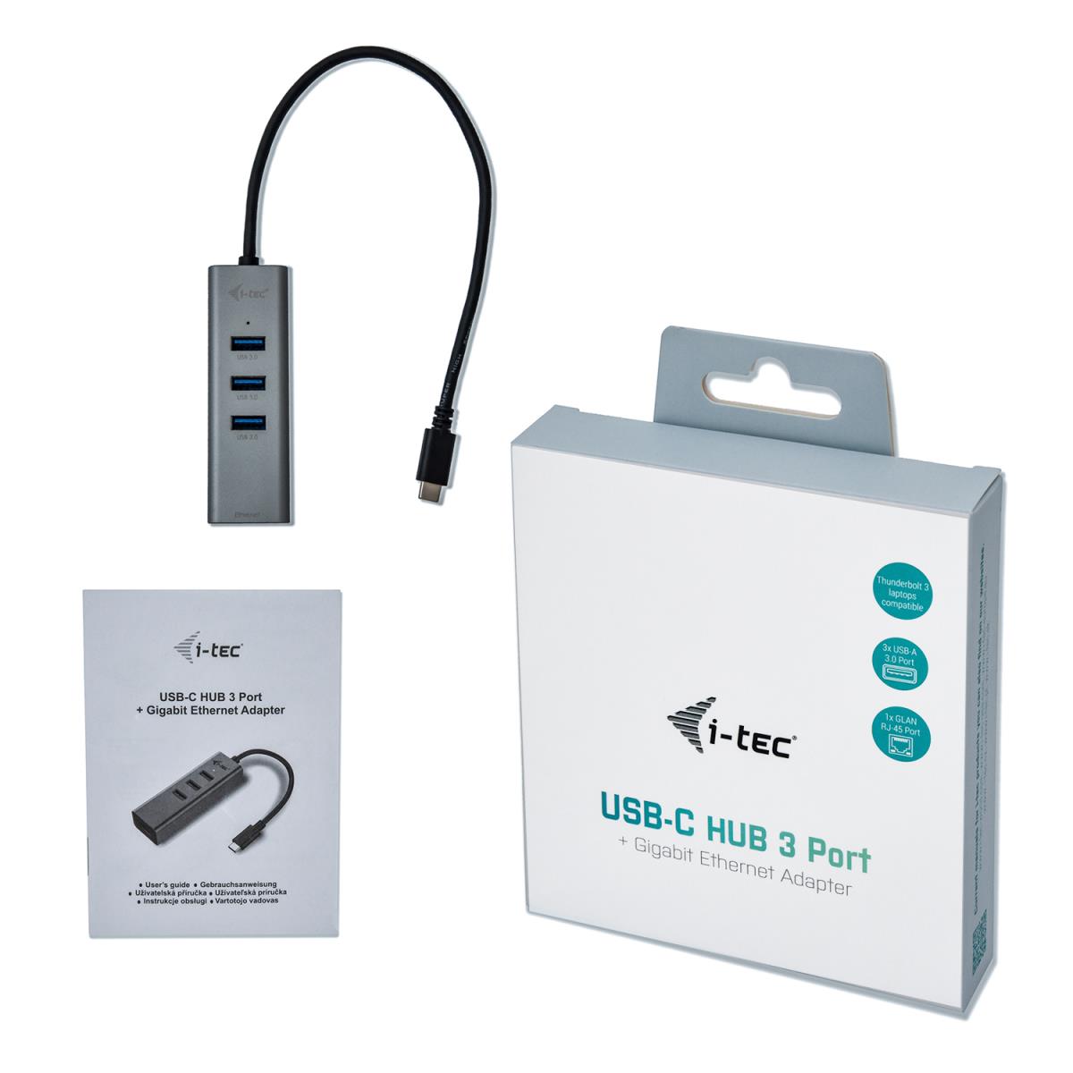 I-TEC ELECTRONICS USB-c Metal Hub 3 + Glan 3 Port Hub + Ethernet Adapter