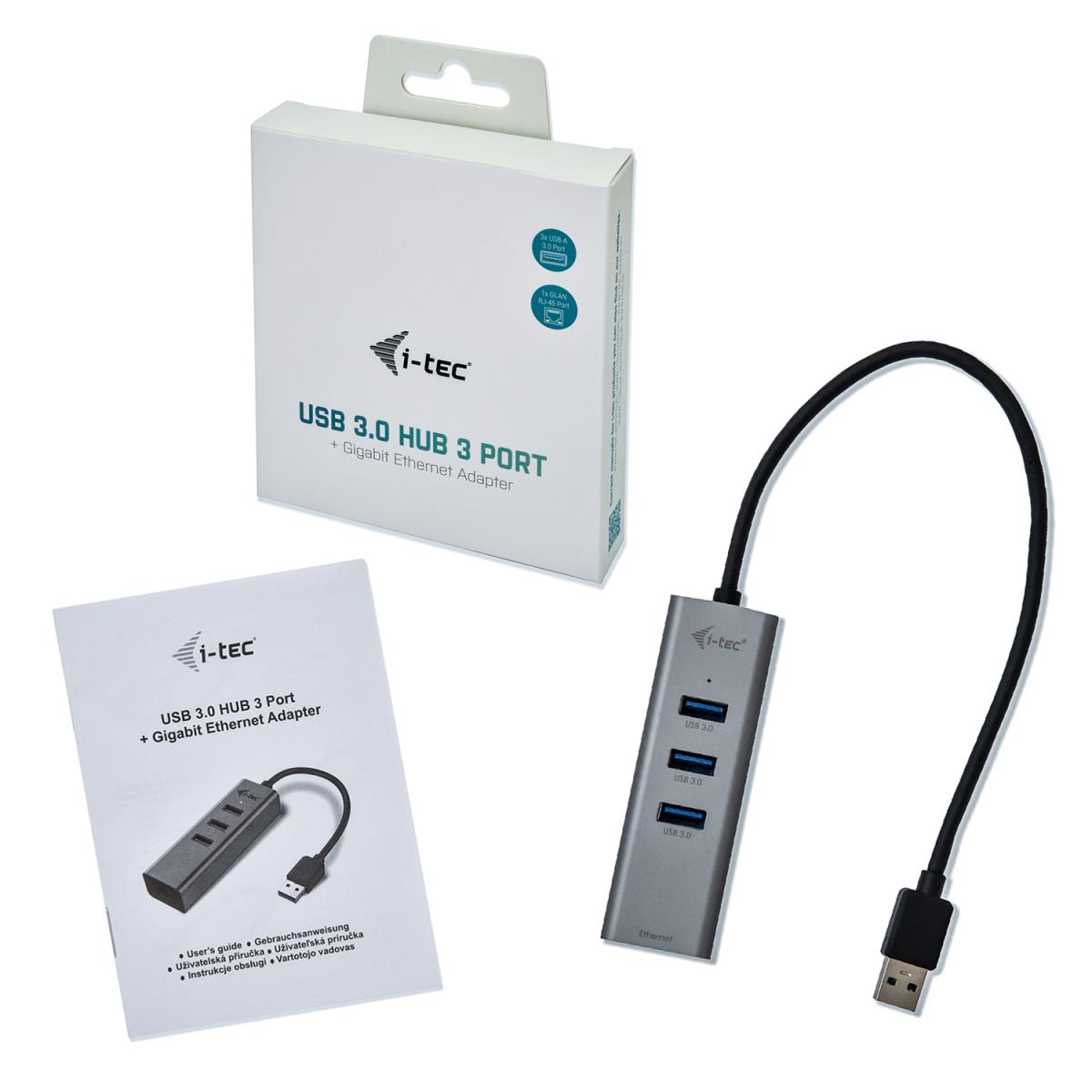I-TEC ELECTRONICS USB 3.0 Metal Hub + Glan Metal 3-port Hub With Glan Adap.