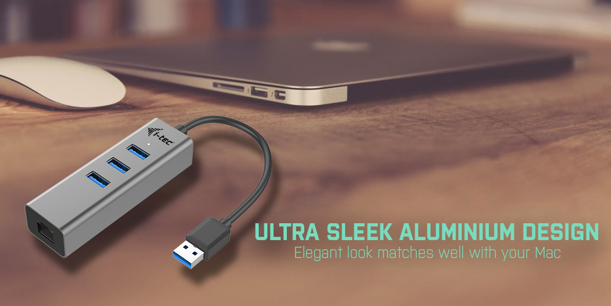 I-TEC ELECTRONICS USB 3.0 Metal Hub + Glan Metal 3-port Hub With Glan Adap.
