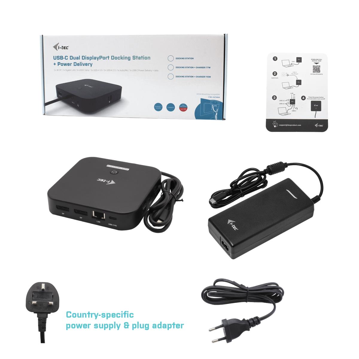 I-TEC ELECTRONICS Docking Station - USB-c Dual Display Power Delivery 100w With Universal Charger 112w uk