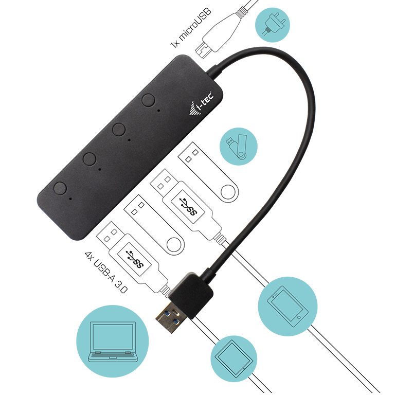 I-TEC ELECTRONICS Charging Hub 4ports USB 3.0 With Individual On/off Switches