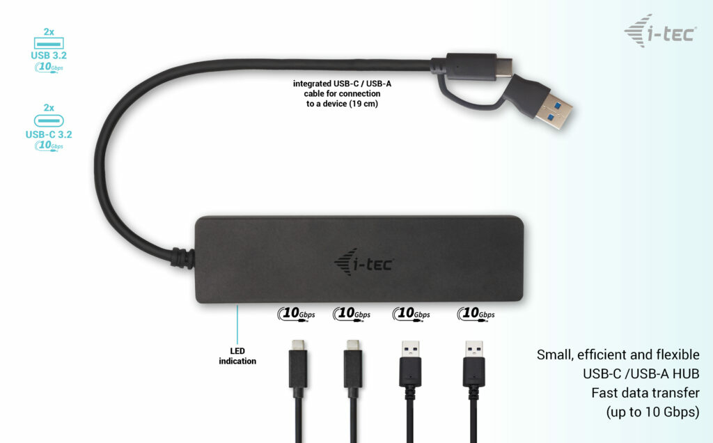 I-TEC ELECTRONICS USB-c Metal Hub 2x USB 3.0 + 2x USB-c