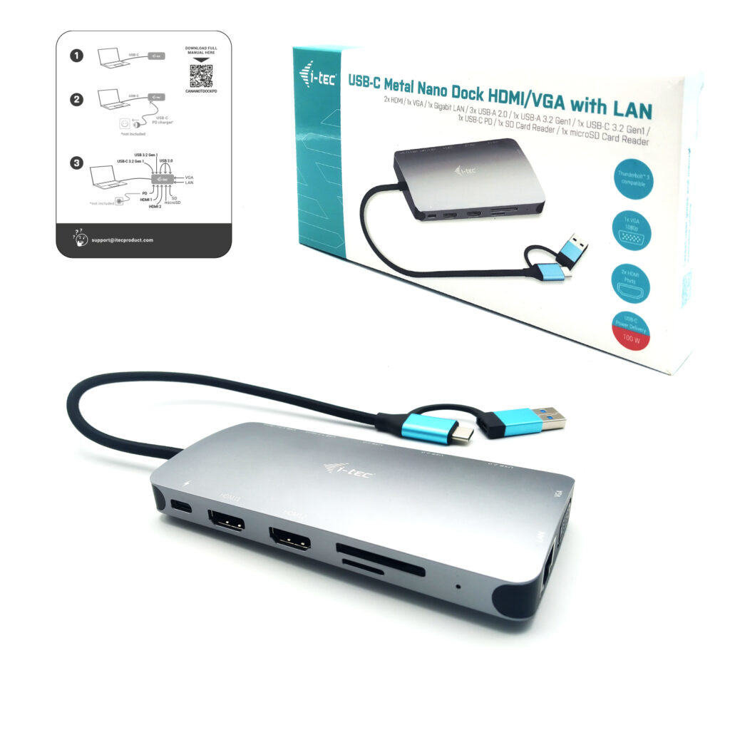 I-TEC ELECTRONICS Nano Dock - Thunderbolt 3 / USB3.0-c 4k Display - Power Delivery 100w