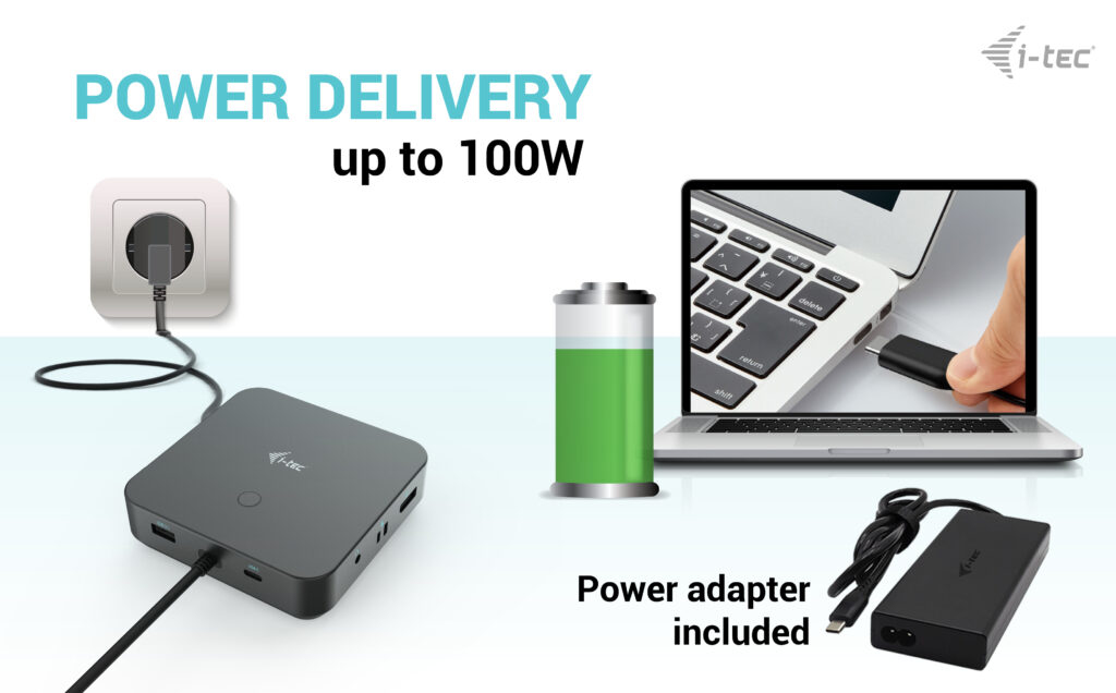 I-TEC ELECTRONICS Docking Station - USB-c  - Dual Hdmi DisplayPort - Power Delivery 100w Uk Universal Charger 100 W