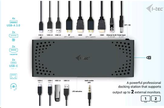 I-TEC ELECTRONICS Docking Station G2 Thunderbolt 3 - Dual - 100w USB-a / USB-c Power Delivery