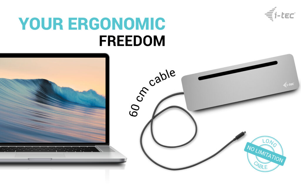 I-TEC ELECTRONICS Ergo Metal Ergononomic Dock - USB-c -  3 X LCD - 4k - Power Delivery 100w
