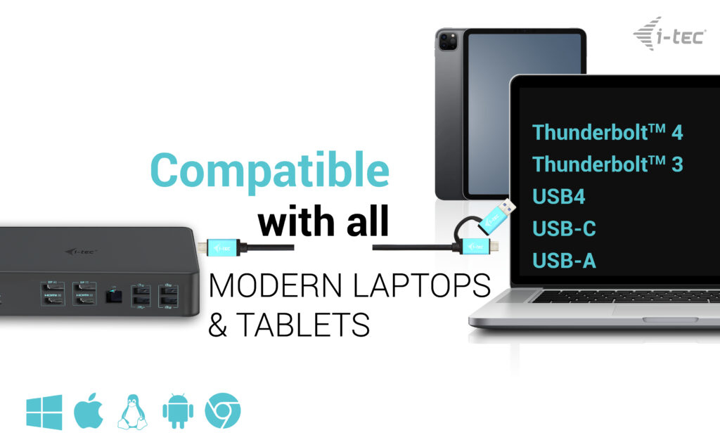 I-TEC ELECTRONICS Docking Station G2 - USB 3.0 / USB-c 4k Dual Display - Thunderbolt 3 Pro Power Delivery 100w Uk