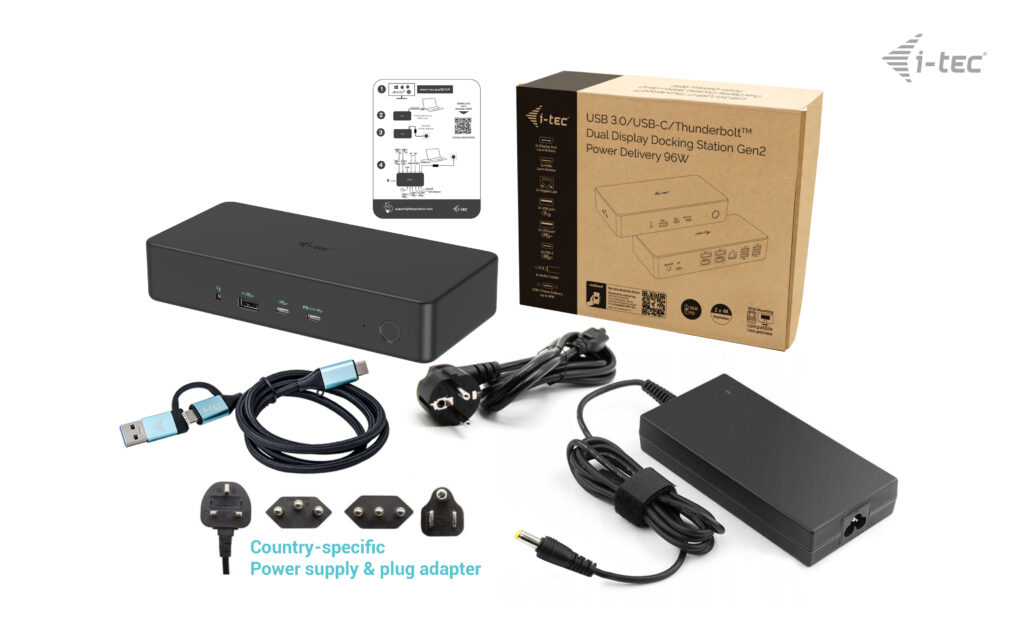 I-TEC ELECTRONICS Docking Station G2 - USB 3.0 / USB-c 4k Dual Display - Thunderbolt 3 Pro Power Delivery 100w Uk