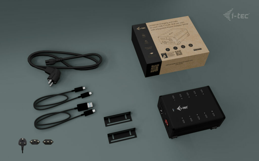 I-TEC ELECTRONICS USB-c / USB-a Metal Charging + Data Hub 15w Per Port, 10x USB-c Uk