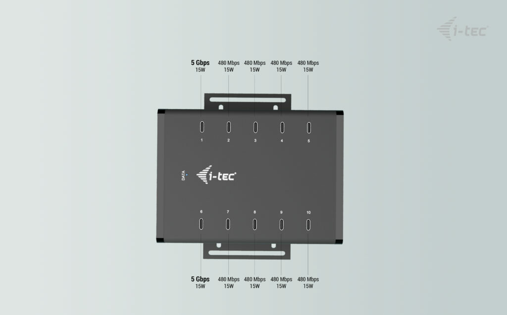 I-TEC ELECTRONICS USB-c / USB-a Metal Charging + Data Hub 15w Per Port, 10x USB-c Uk