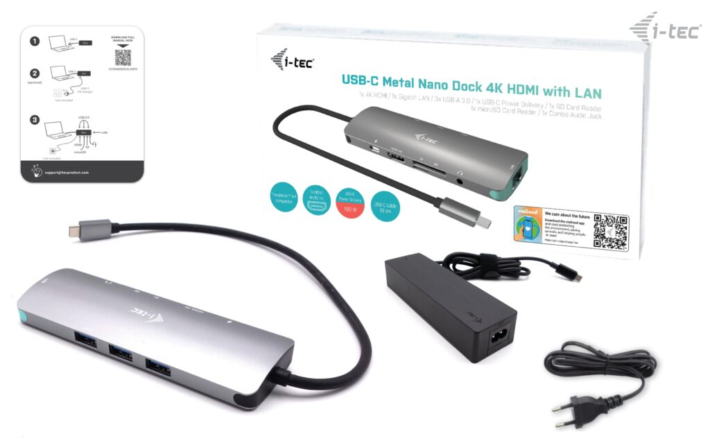 I-TEC ELECTRONICS Docking Station Nano Dock Metal - USB-c Hdmi / Lan - Power Delivery 100w Uk