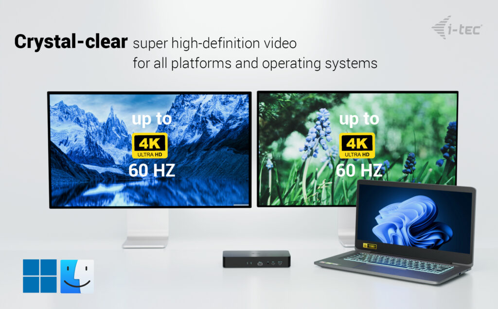 I-TEC ELECTRONICS Docking Station Universal - USB-c - Intelligent Dual Display - Power Delivery 100w Uk