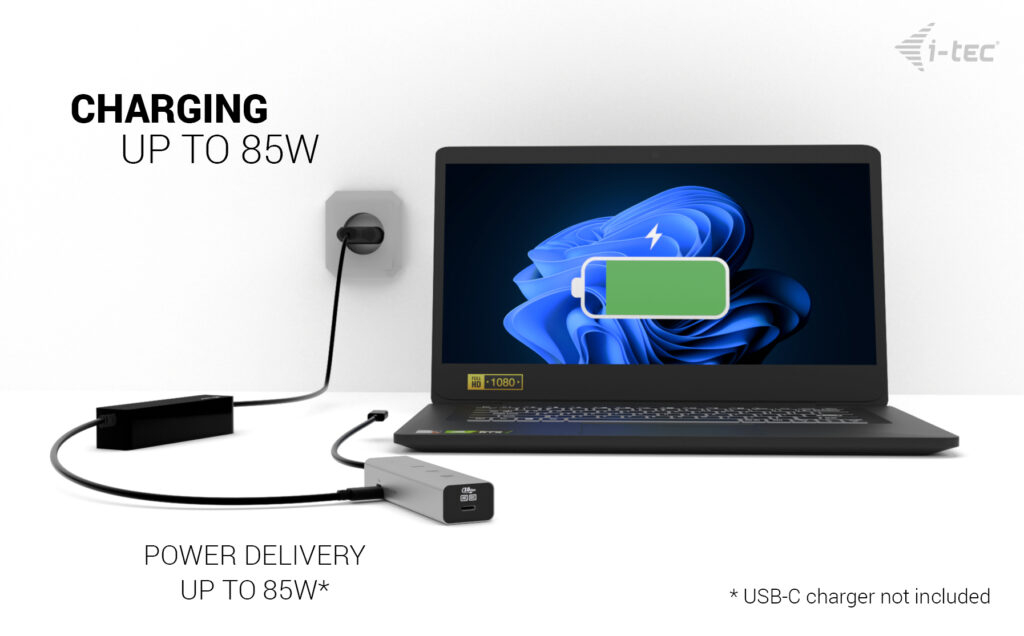 I-TEC ELECTRONICS USB-c Charging Metal Hub 5 Port With USB-c Video 8k + Power Delivery 85w