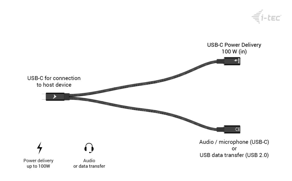I-TEC ELECTRONICS USB-c Splitter Audio Data With Power Delivery 100w