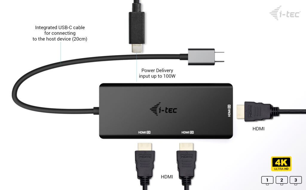 I-TEC ELECTRONICS USB-c Docking Station - Triple Display  - Hdmi - Power Delivery 100w Uk