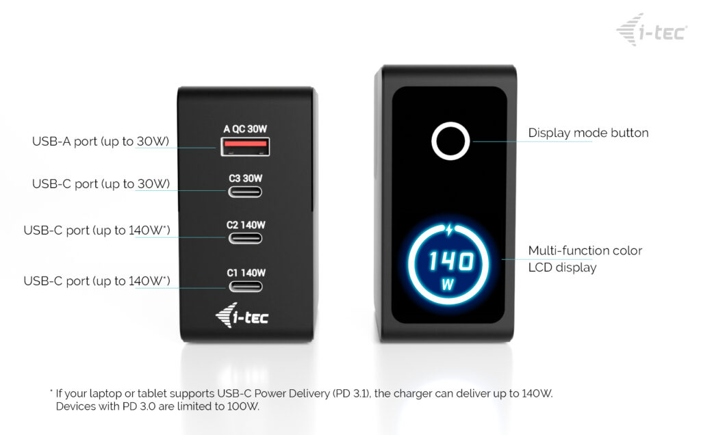 I-TEC ELECTRONICS Intelligent Charger Multiport 140w USB Uk