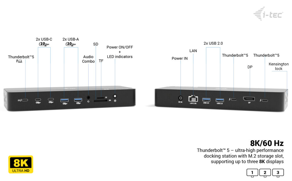 I-TEC ELECTRONICS Dock - Thunderbolt 5 Triple DisplayPort  - Power Delivery 140w Uk